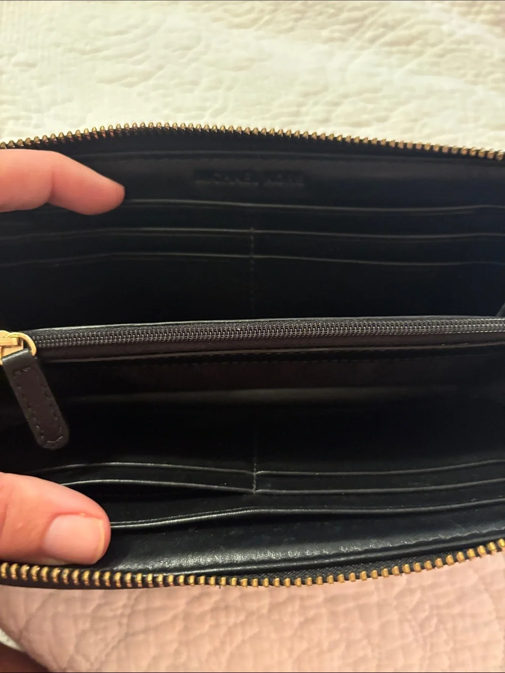 Michael Kors vintage Brown Logo Zip Wallet with Gold Plate circa 2012
